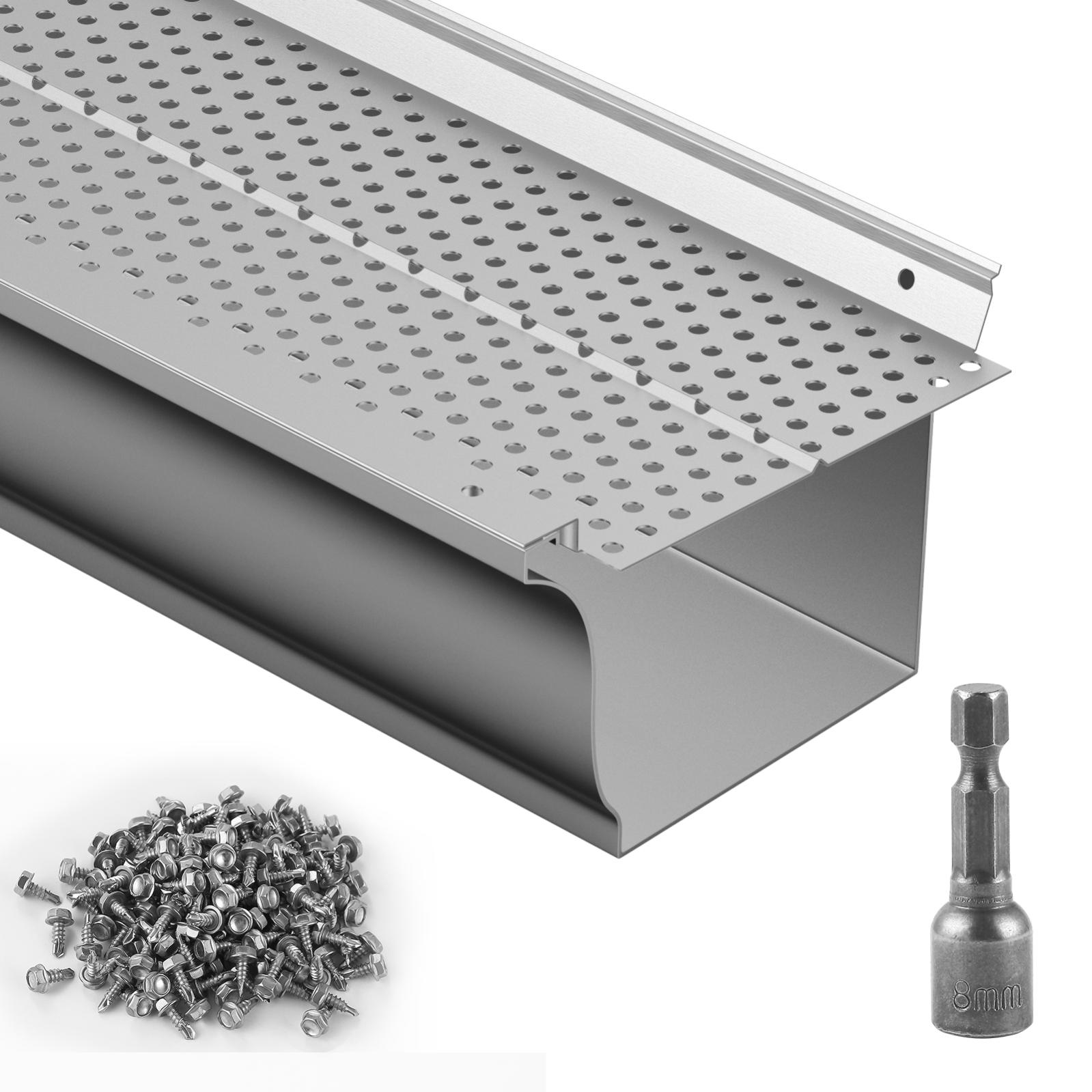 Grille De Protection Pour Gouttière En Aluminium - 610 Cm X 13 Cm, Anti-feuilles, Facile à Installer