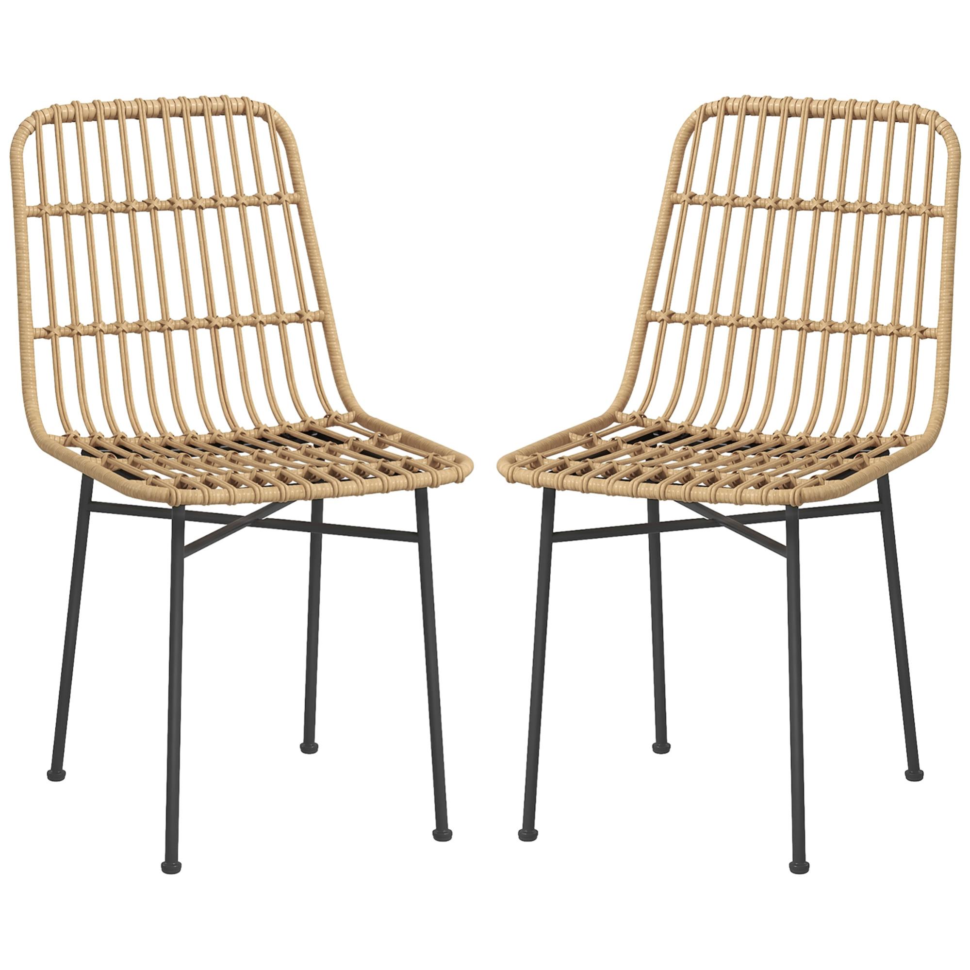 HOMCOM Set 2 Sedie per Cucina e Soggiorno Stile Boho in Rattan PE e ...