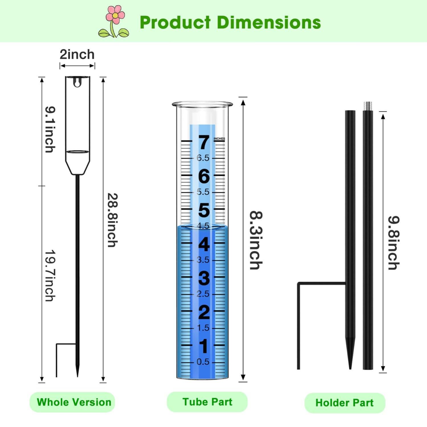 Pluviometro Da Giardino Joyan - In Vetro E Metallo, 7 Pollici, Con Picchetto - Foto 2