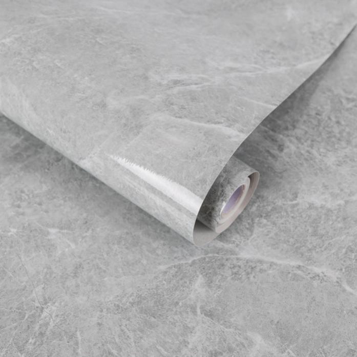 Papelador de mármol autoadhesivo de 2 piezas, pegatina de piso y pared, papel tapiz impermeable, película decorativa, 300 x 40 cm, gris