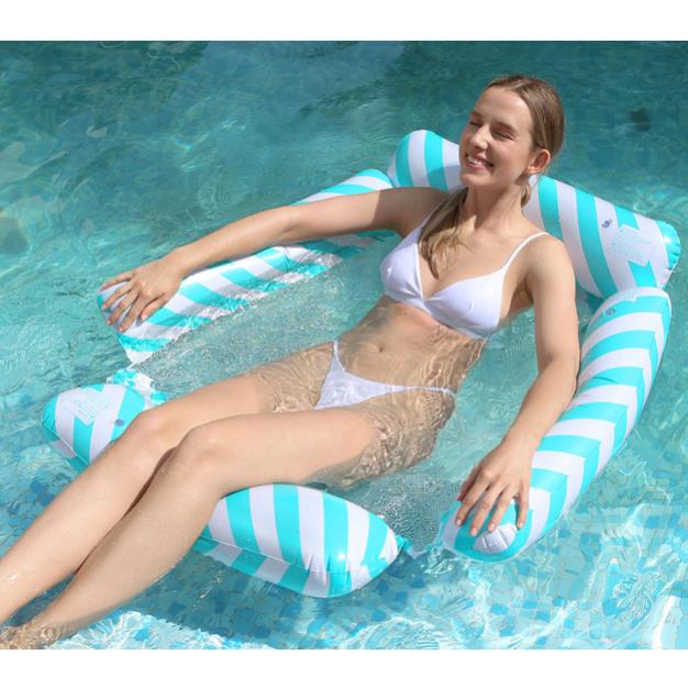Galleggiante Per Adulti, Lettino Pieghevole Ad Acqua, Zattera Gonfiabile, Design Di Supporto Confortevole, Costruzione In PVC Resistente, Piscina Lago Spiaggia Relax - Foto 10