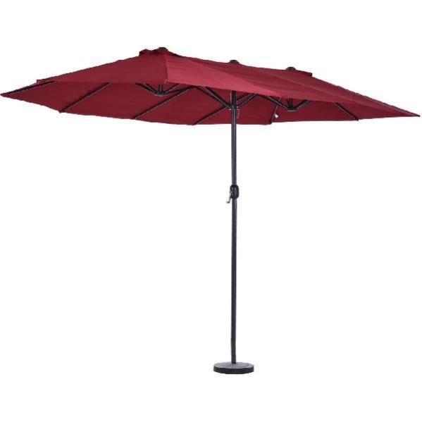 Backyard Expressions Ombrellone LED Solare 2,7m Rosso - Inclinabile Con Manovella, 32 Luci - 3