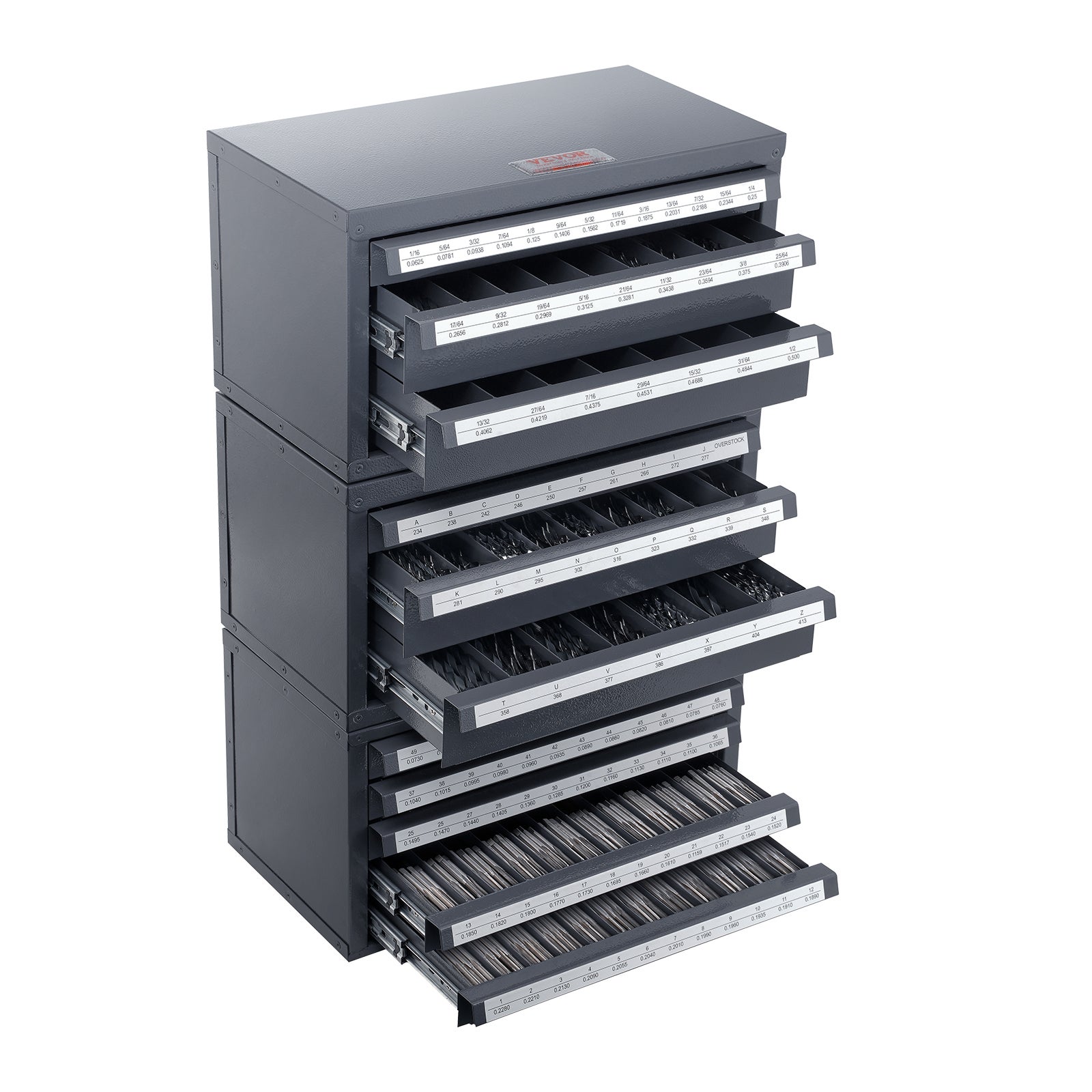 VEVOR Distributeur de Forets 3PCs 116 Compartiments au Total, Boîte Rangement pour Forets à 3/5