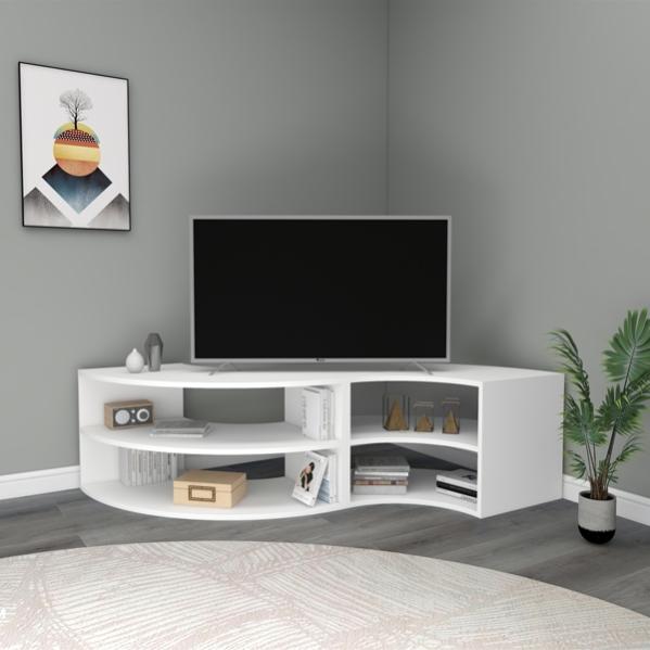 Mobile TV Ad Angolo Design Onda Con Ripiani Melissa Bianco | Leroy Merlin