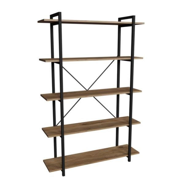 Libreria 5 Ripiani Stile Industrial 120x34x180 Jonah Rovere - 3