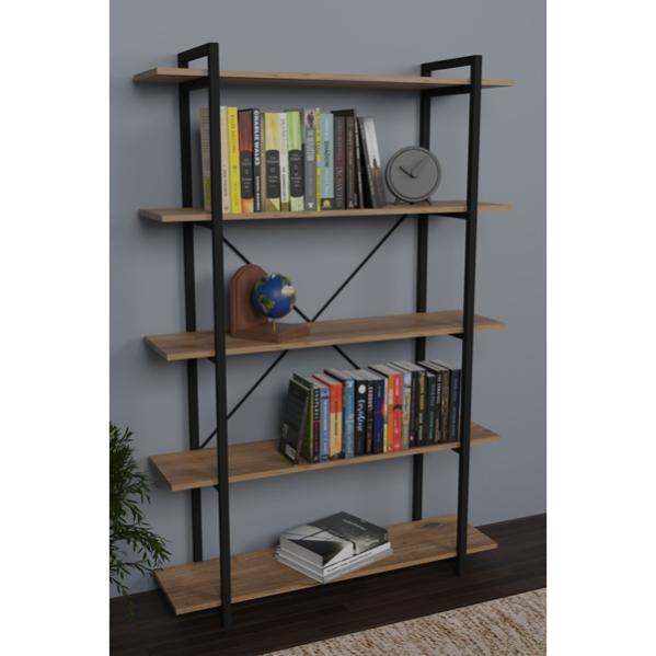 Libreria 5 Ripiani Stile Industrial 120x34x180 Jonah Rovere - 6