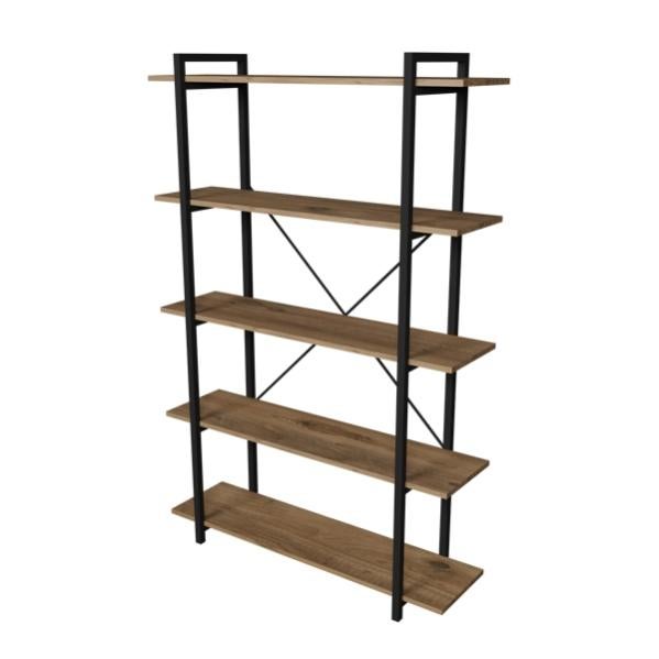 Libreria 5 Ripiani Stile Industrial 120x34x180 Jonah Rovere - 5