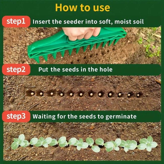 Ensemble Outils De Semoir 12 Trous Avec Distributeur Graines Réglable - Kit Jardinage Plastique