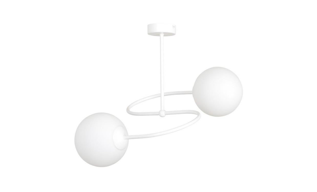 Plafonnier Selbi, Acier peint par poudrage, Verre, Blanc, EPIKASA