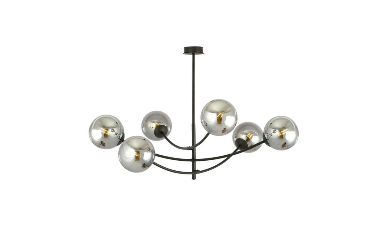 Plafonnier Hunter, Acier peint par poudrage, Verre, Noir, Gris, EPIKASA