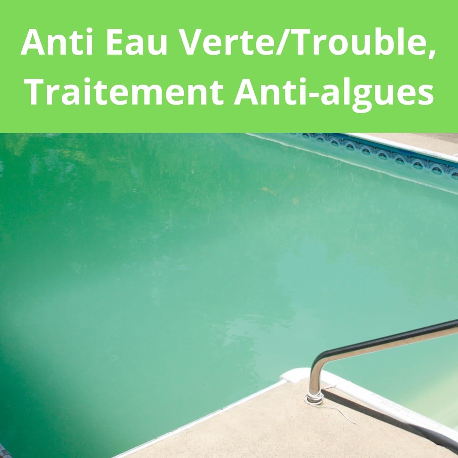 Algicide Anti Algues Piscine, rattrapage Choc Eau Verte, Anti Eau Verte/Trouble 5L - 2