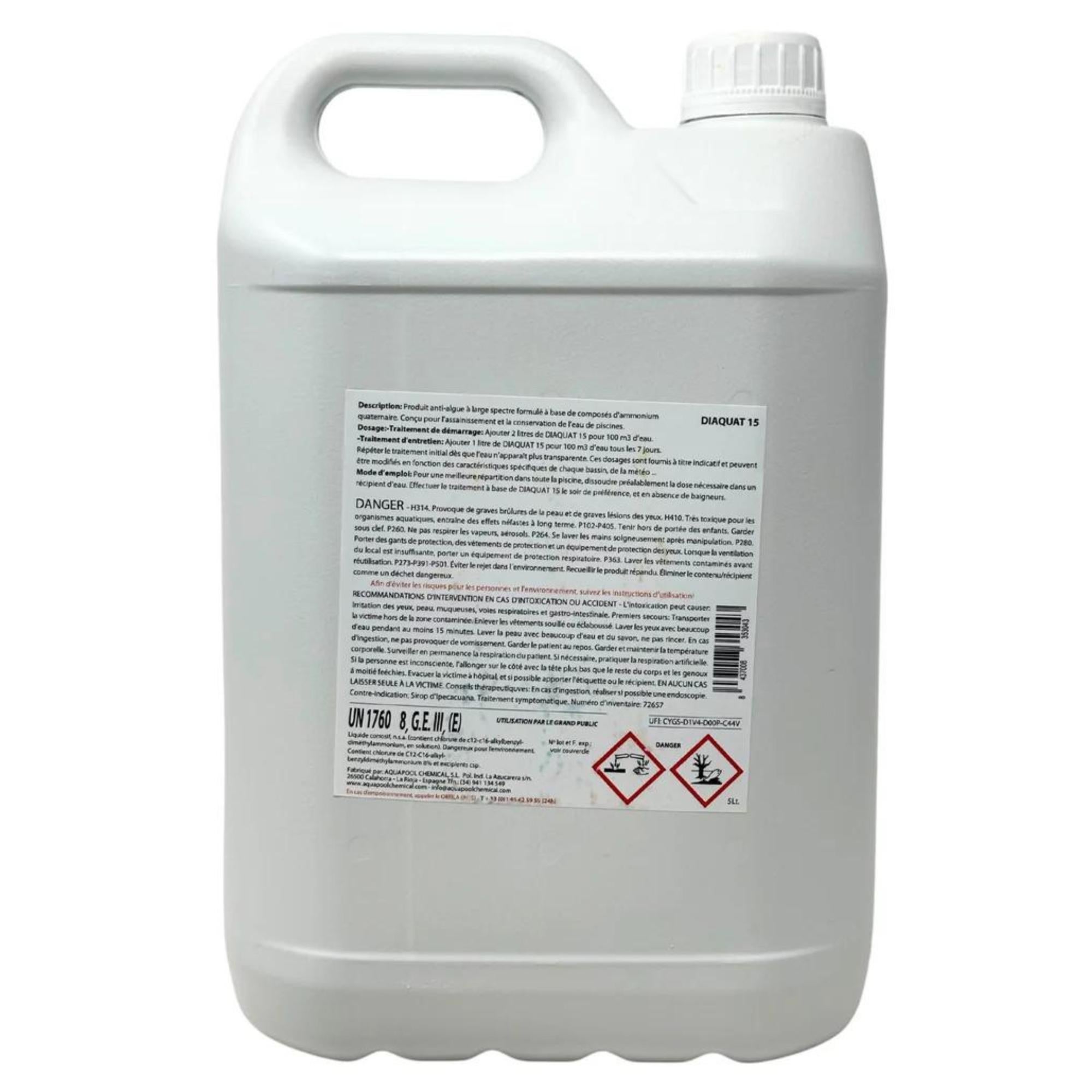 Algicide Anti Algues Piscine, rattrapage Choc Eau Verte, Anti Eau Verte/Trouble 5L - 4