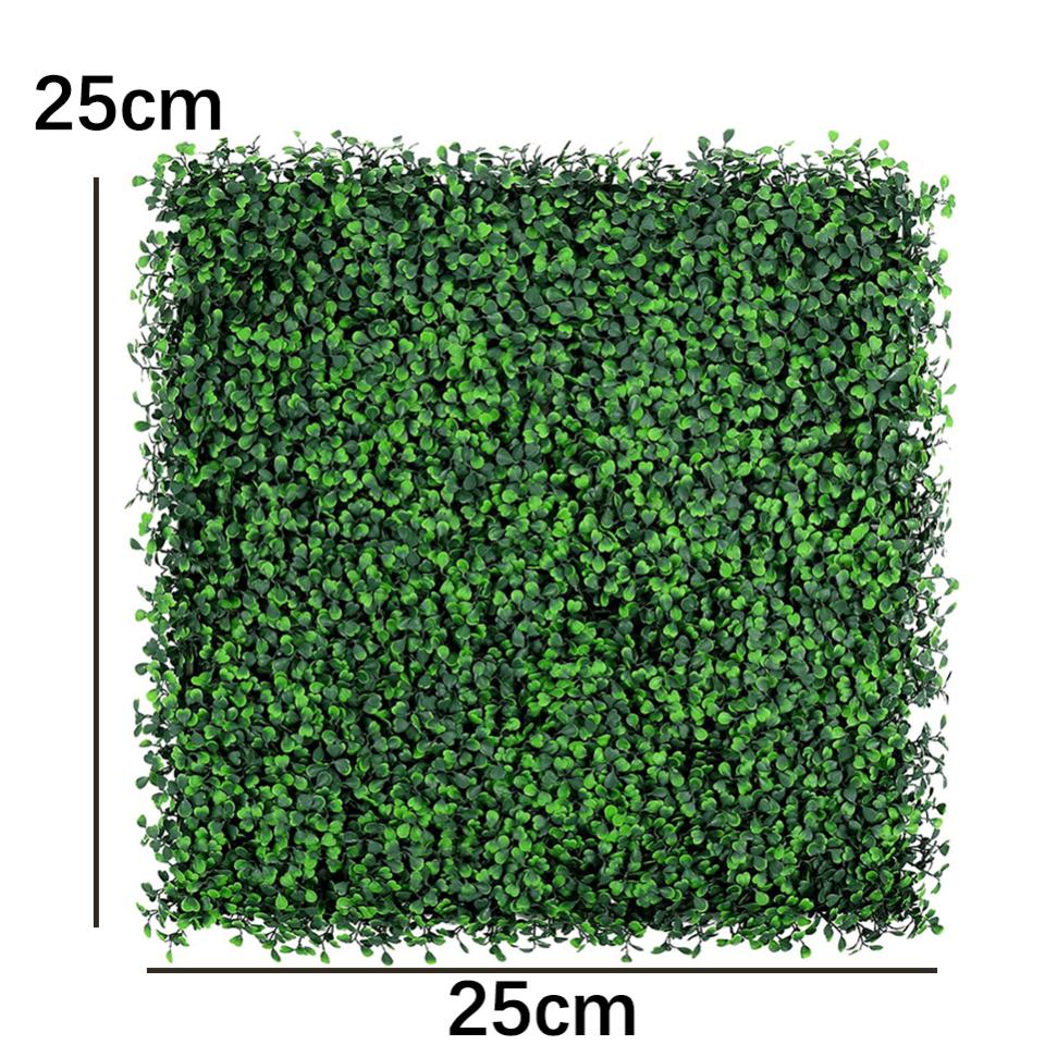 Paneles de Pared de Césped Artificial de 12 Piezas, Paneles de Boj Artificial, Pantalla de Cobertura de Privacidad con protección Solar, 25 x 25 cm - 2