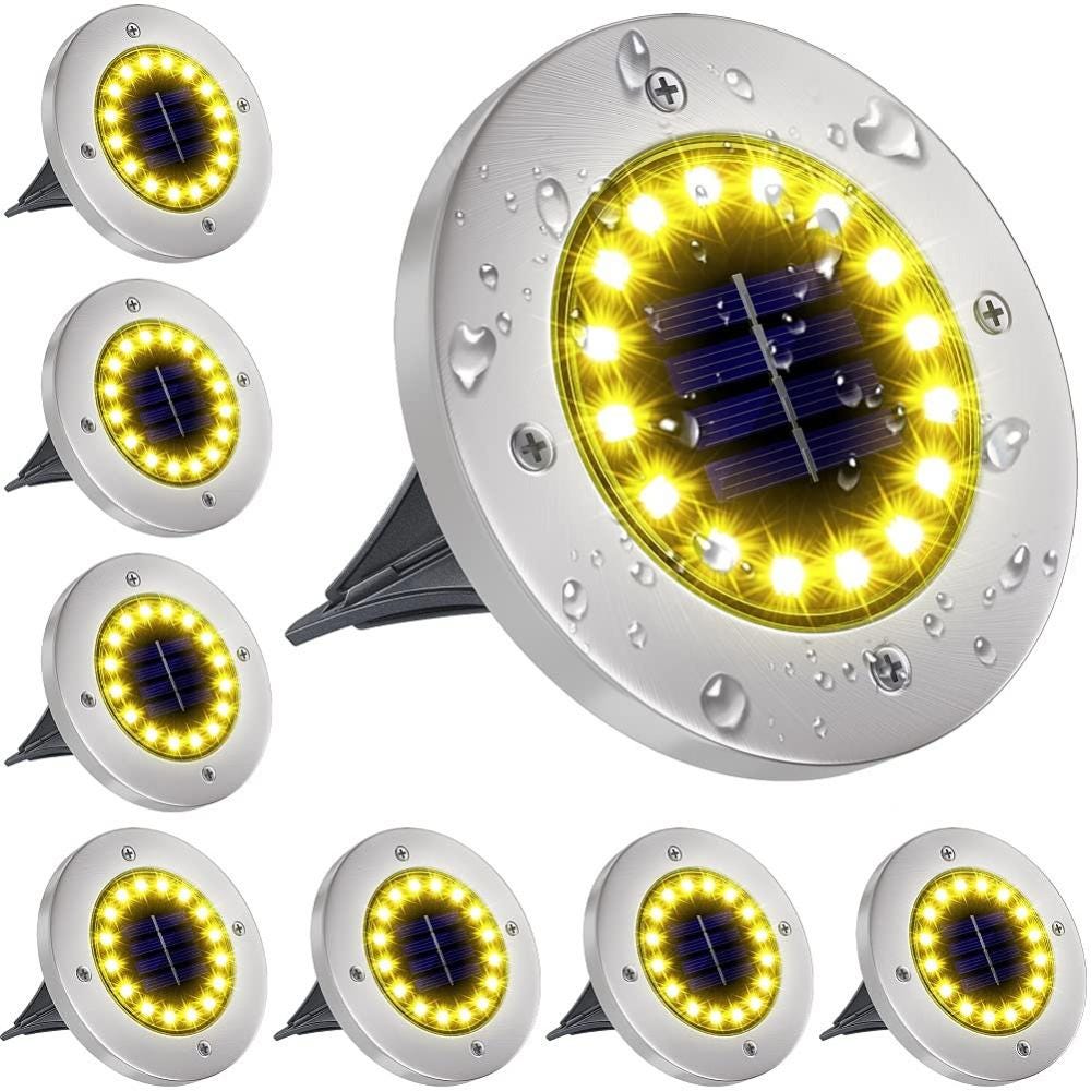 Lampes solaires au sol avec 16 LED, lampes solaires encastrées étanches ...