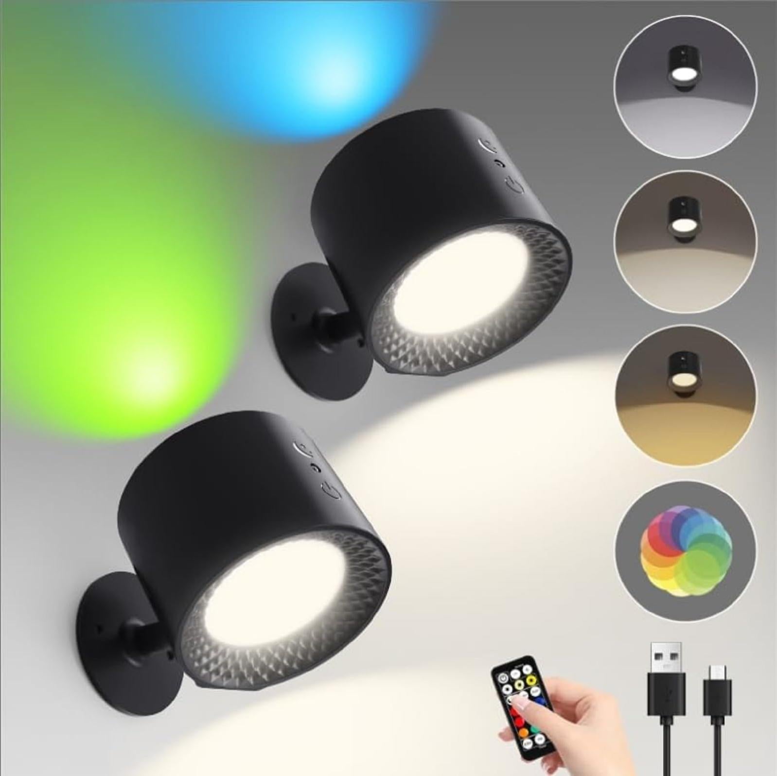 Applique Murale LED Rechargeable - Sans Fil, Télécommande, 3 Températures De Couleur Réglables (ambiance Lumineuse) - 4