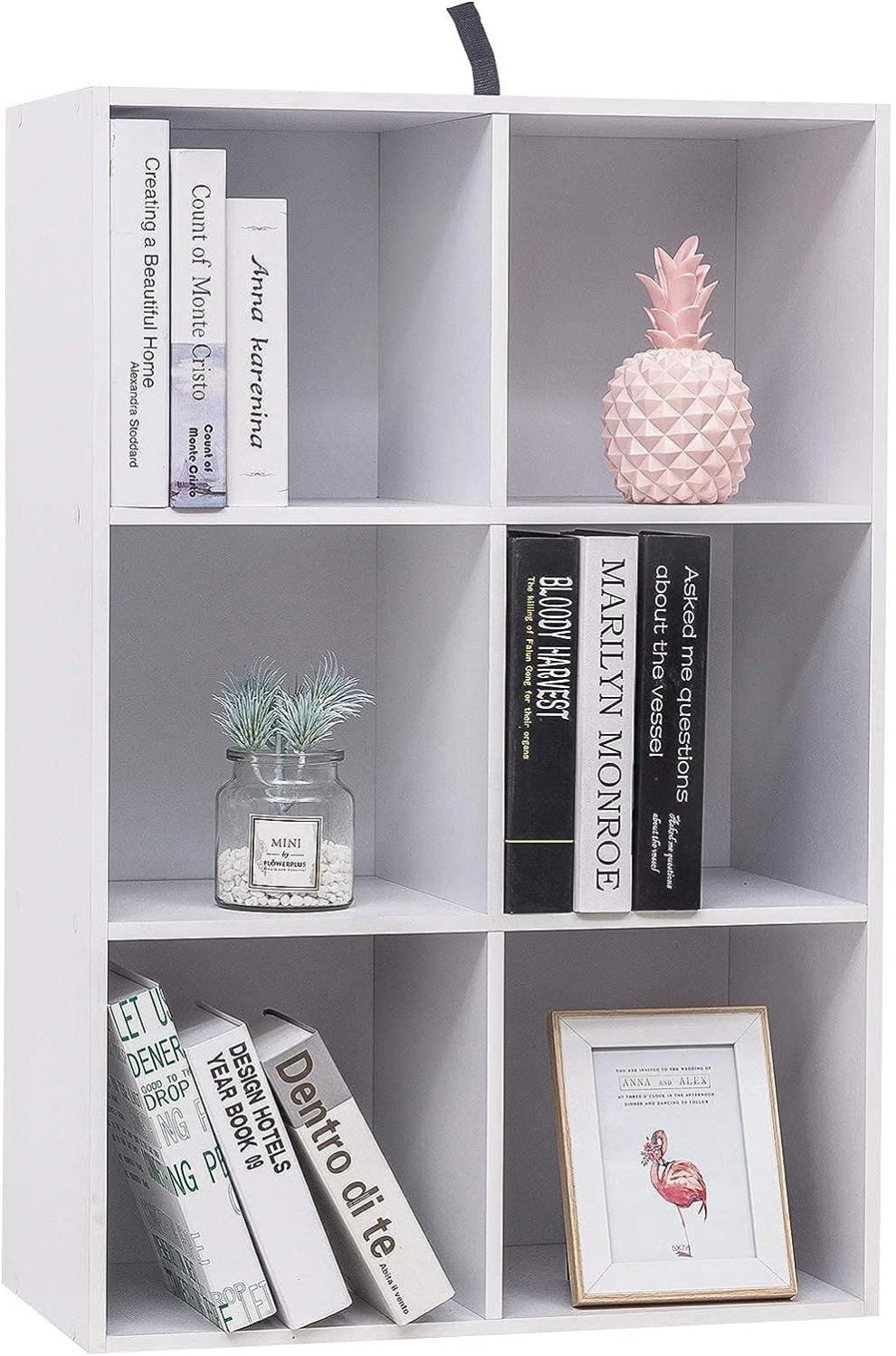 WOLTU Bibliothèque à 6 Compartiments en Bois d'ingénierie. 90x29x90cm