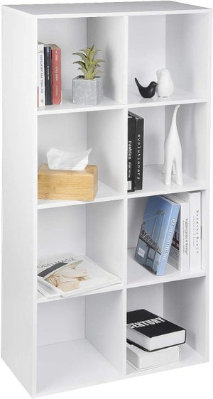 Furinno Fulda Bibliothèque 8 étagères - Largeur 15,2 Cm, Blanc - Gain De Place, Rangement Pratique Pour Livres Et Déco