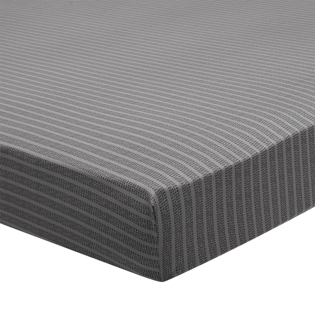 Drap Plat Lyocell Hortense 240x300cm - Imprimé Végétal Gris Anthracite