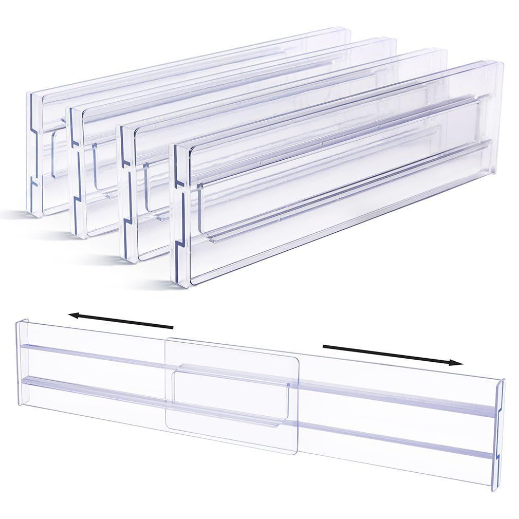 Separadores de cajones de plastico ajustables paquete de 4 divisores de cajones transparentes organizador de cajones para armario ropa interior Leroy Merlin
