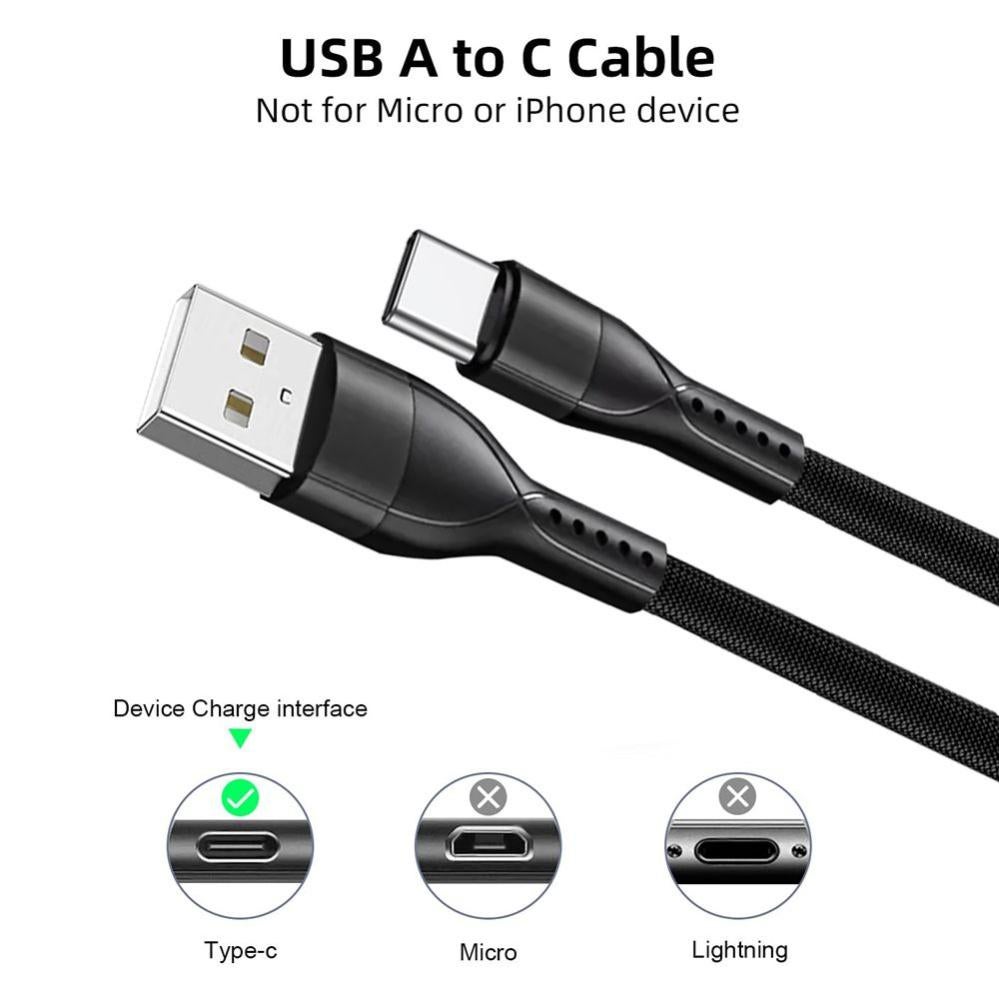 Câble USB Type-C Tressé 1M/2M/3M - Charge Rapide & Données Pour Google Pixel 8 Pro - Blanc Ou Noir - Marque PIXFAB