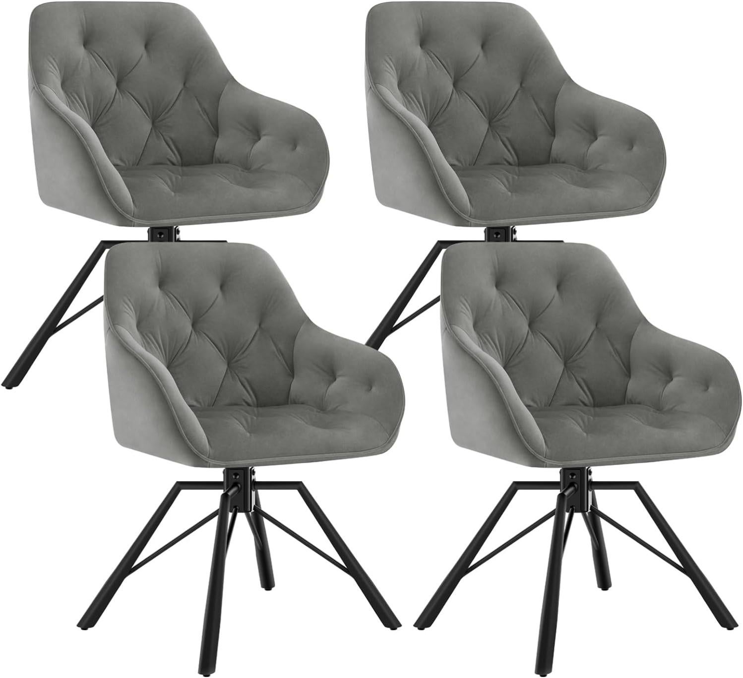 Chaise De Salle à Manger Pivotante Grise – Design Moderne, Rembourrée, Charge 120kg