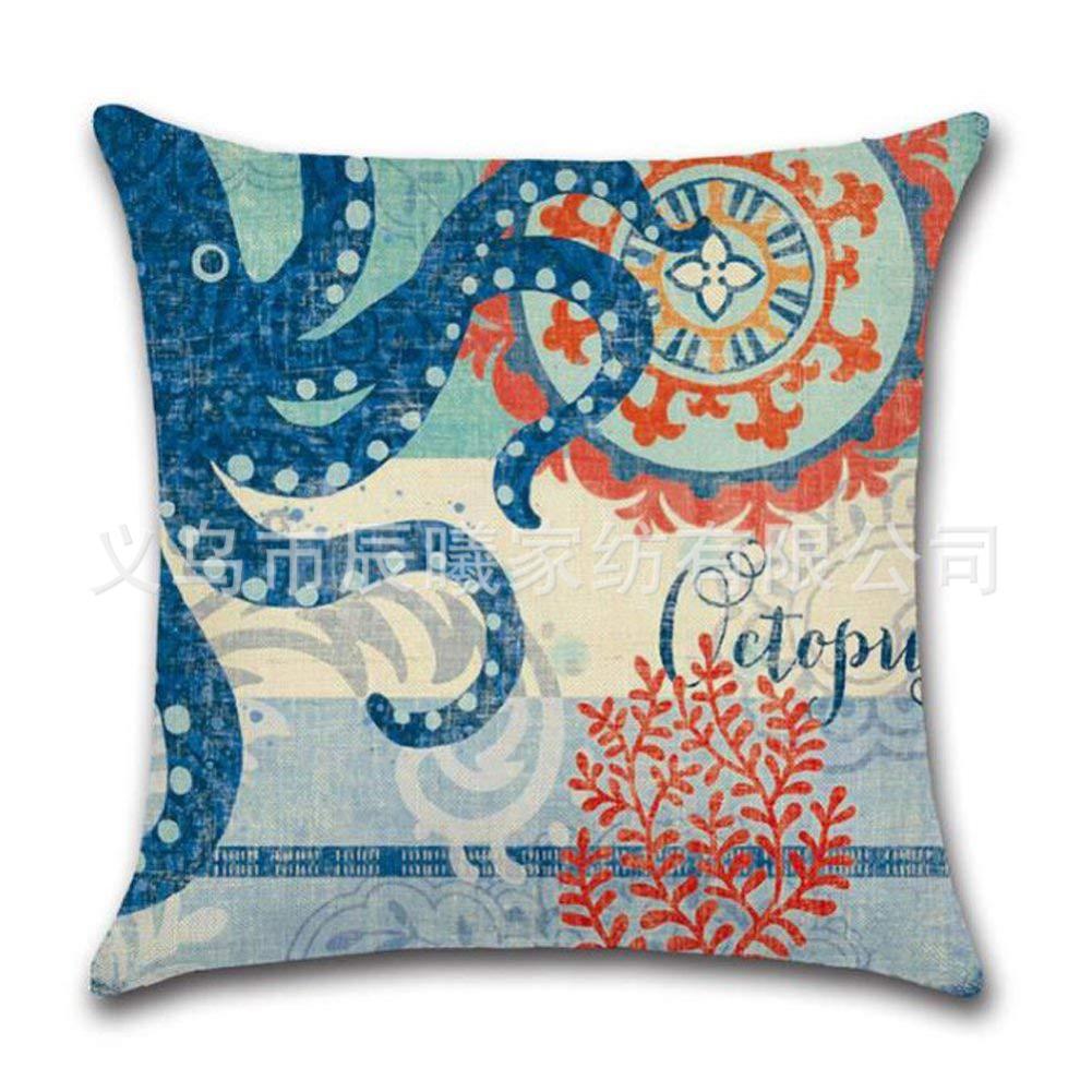Lot de 4 Housses de Coussin 45x45 cm Carrées Bleu Océan Housse Coussins de Canapé en Lin pour Taies d'oreiller de Canapé Salon - 3