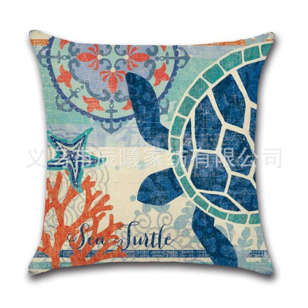 Lot de 4 Housses de Coussin 45x45 cm Carrées Bleu Océan Housse Coussins de Canapé en Lin pour Taies d'oreiller de Canapé Salon - 2