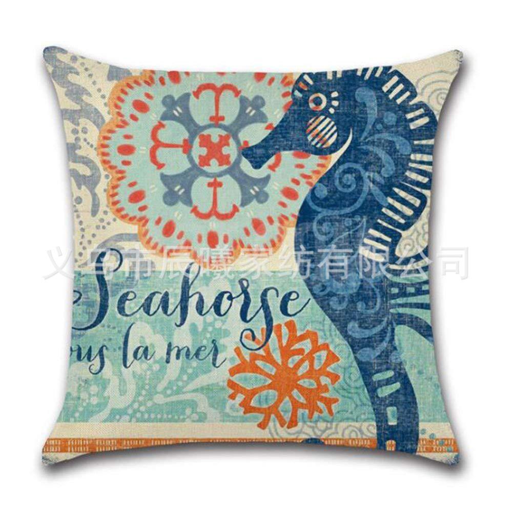 Lot de 4 Housses de Coussin 45x45 cm Carrées Bleu Océan Housse Coussins de Canapé en Lin pour Taies d'oreiller de Canapé Salon - 4