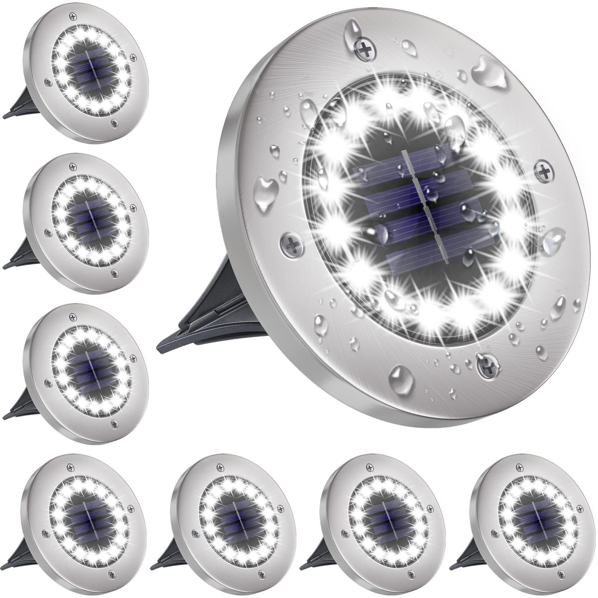 Spot Solaire Étanche KINGCOO - Lot De 3 Lampes Submersibles Pour Jardin, Piscine, Bassin - IP65 - Autonomie 20h