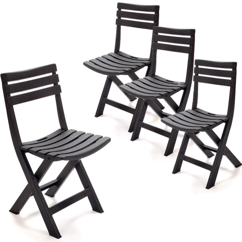 Set 4 Sedie Pieghevoli Giardino Polipropilene - Antracite, Made Italy - Foto 1