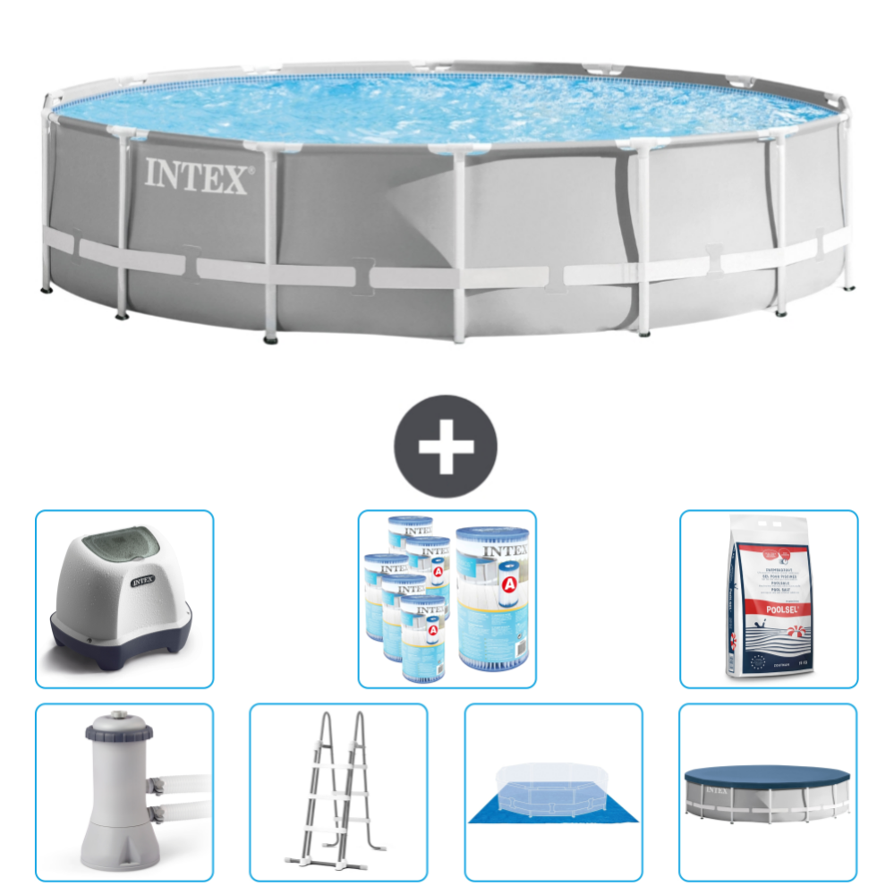 Piscine Intex Round Prism Frame - 427 x 107 cm - Grise - Comprend des ...