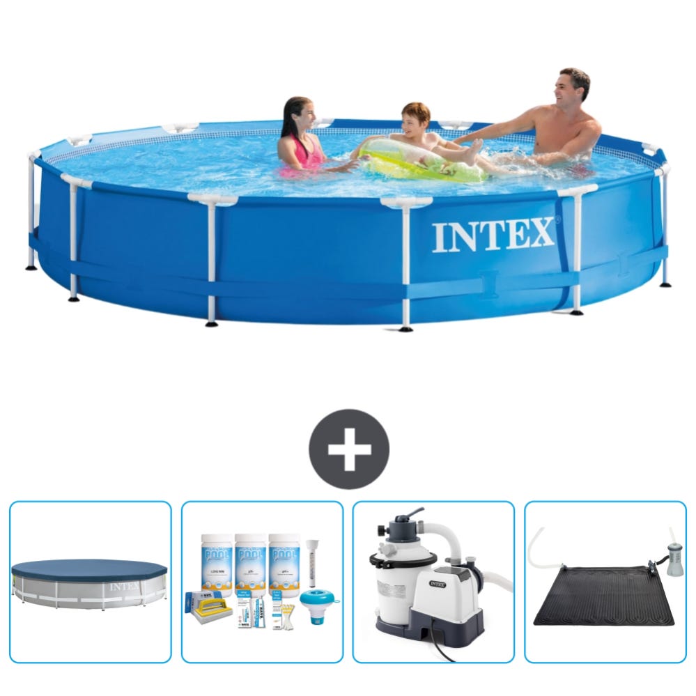 Intex Bâche Solaire Pour Piscine Easy & Frame 366 Cm - Bleue 28012, Chauffe L'Eau Et Réduit L'Évaporation