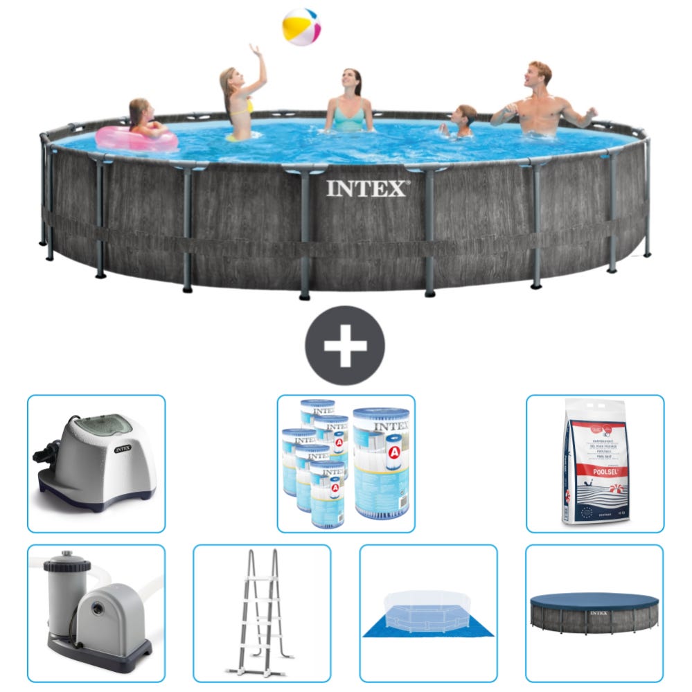 Intex 549 Rund Piscine Intex Round Prism Frame Greywood - 549 x 122 cm - Comprend des ...