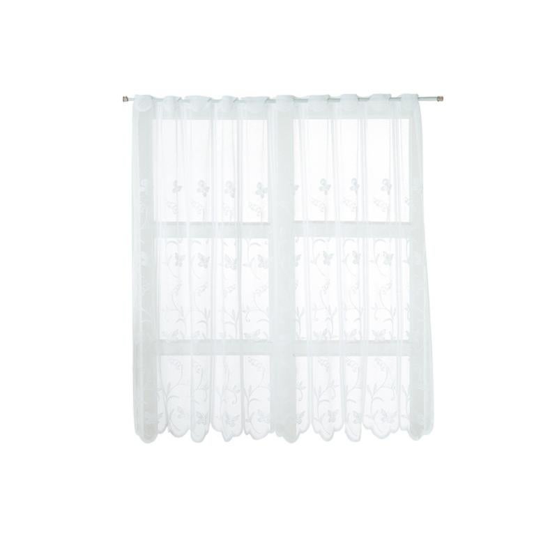 Tollpiz Tenda trasparente con stampa floreale, rosa, con ciliegia, fiore, farfalla, tende da soggiorno con tasca per asta, in voile effetto lino, bianco, tenda trasparente per camera da letto, 137,2 x
