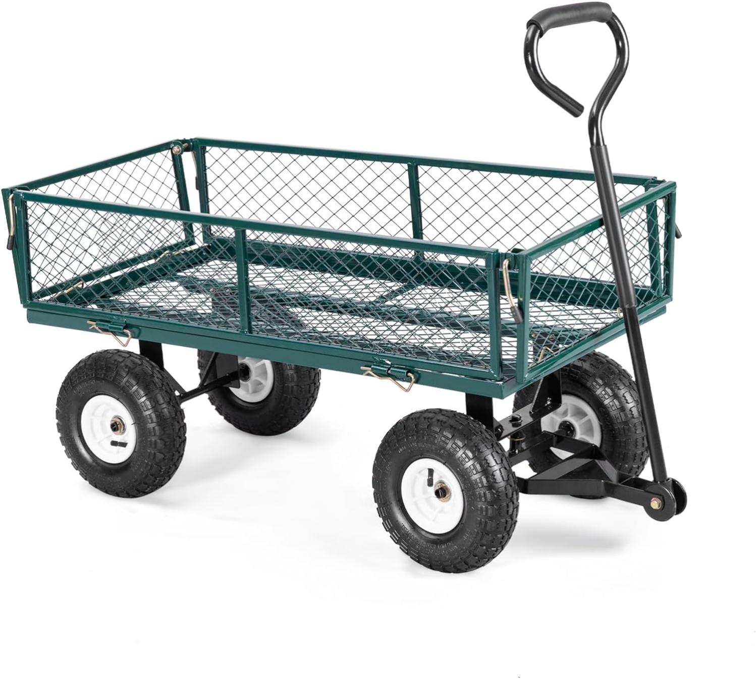 Chariot de jardin, remorque de transport à roulettes - 75 L - 260 Kg - Vert - Linxor - Outillage de jardin à main - Achat & prix