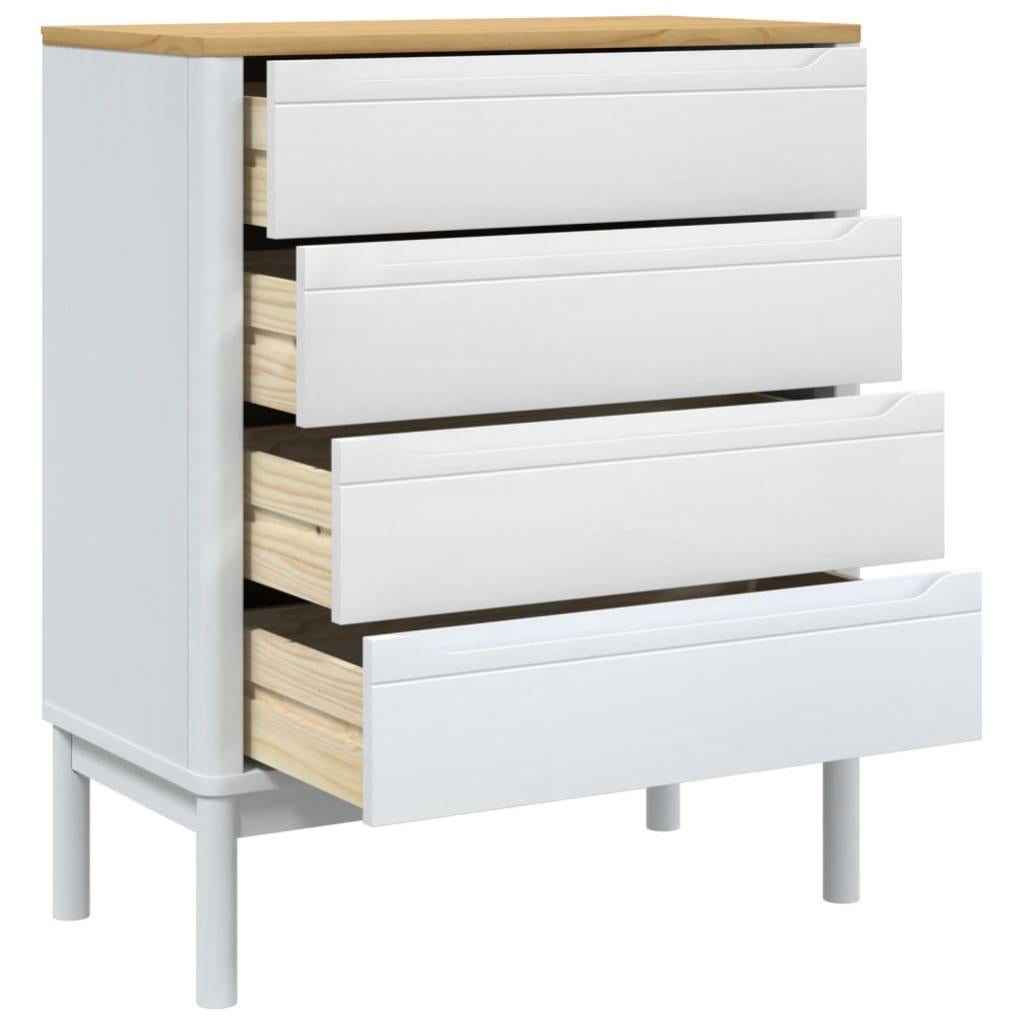 Commode FLORO blanc bois de pin massif - 8