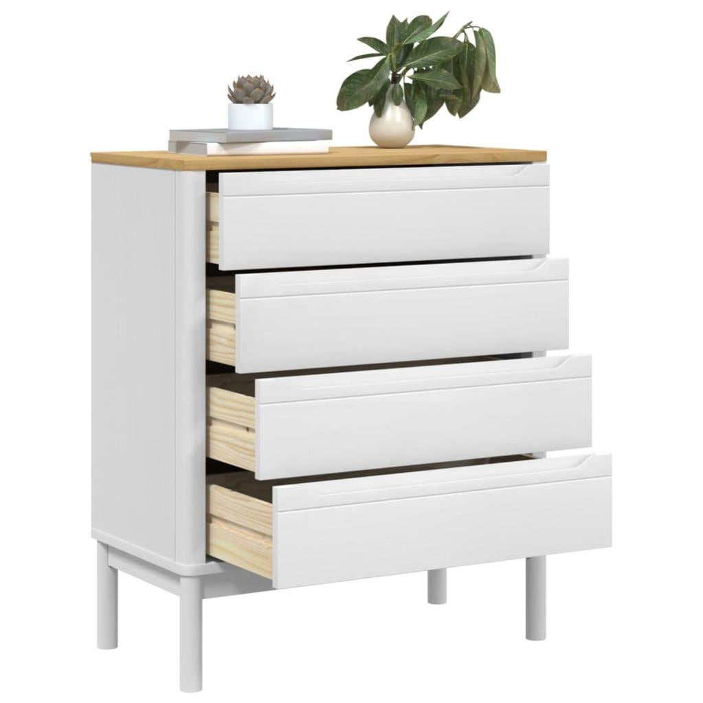 Commode FLORO blanc bois de pin massif - 4