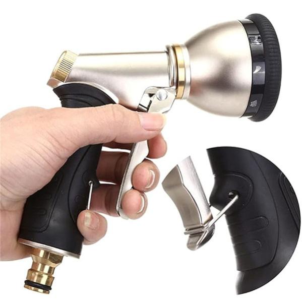 Pistolet de pulvérisation d'eau en métal à 9 fonctions,pistolet à buse portatif à haute pression pour l'arrosage des plantes et le lavage des voitures - 3