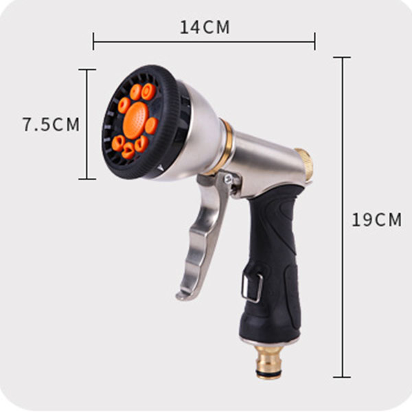 Pistolet de pulvérisation d'eau en métal à 9 fonctions,pistolet à buse portatif à haute pression pour l'arrosage des plantes et le lavage des voitures - 2