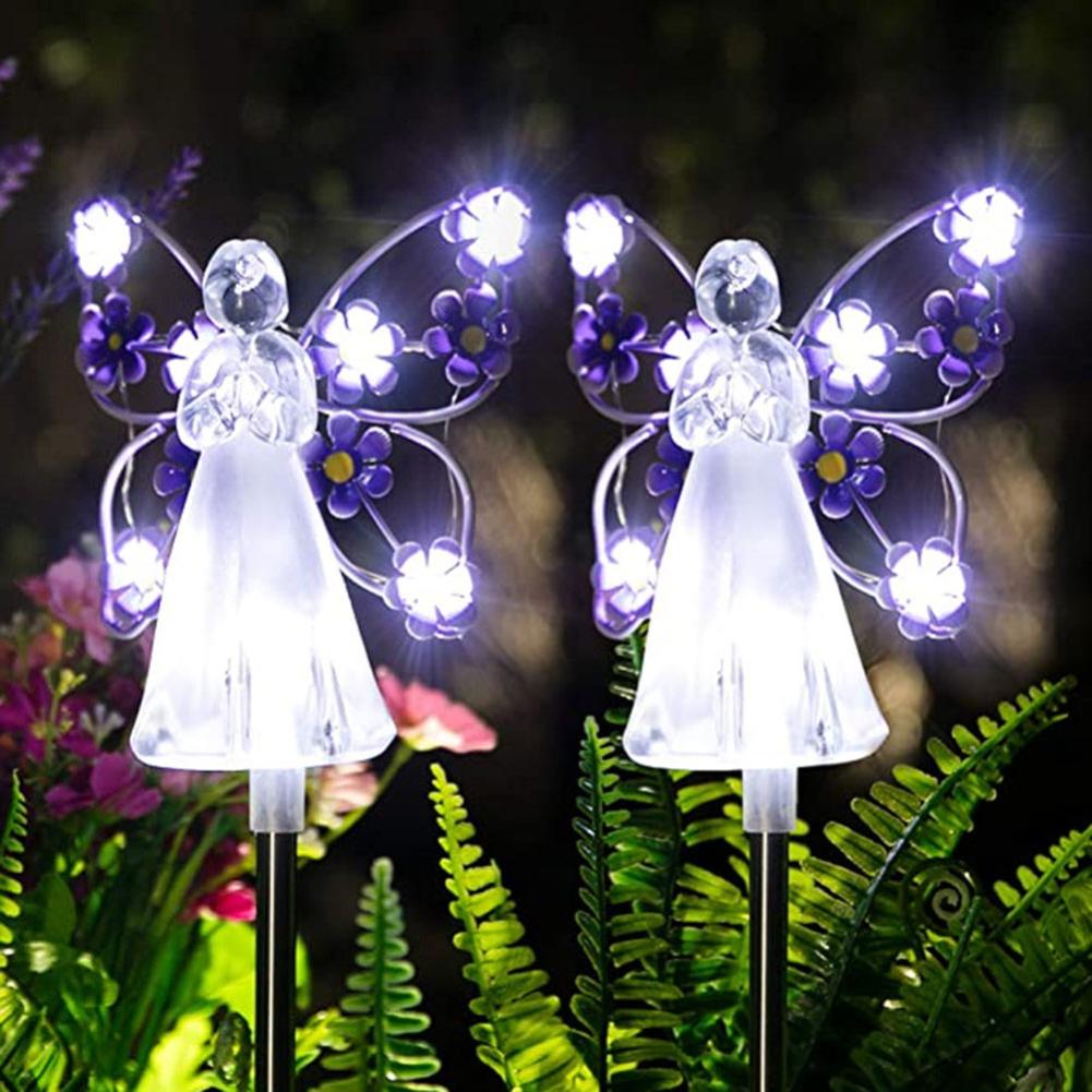 Paquet de 2 lumières solaires d'ange lampes solaires de jardin LED ...