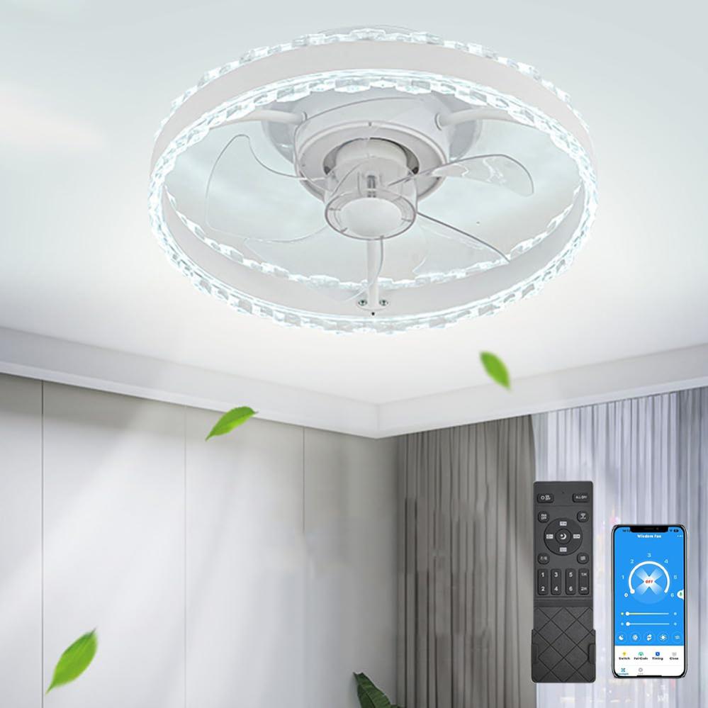 Ceiling Fans with Lights, Flush Mount Low Profile Ceiling Fan with app