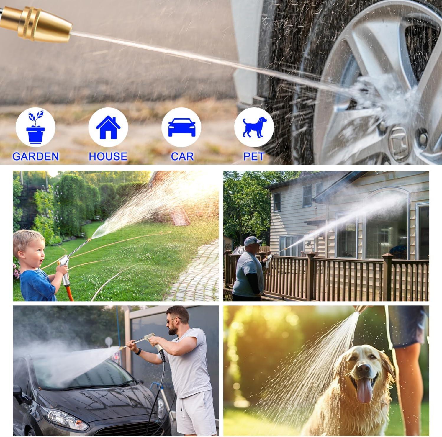 Ugello per tubo da giardino, punta dell'ugello per tubo ad alta pressione, filettatura per tubo da giardino da 3/4 pollici - 5