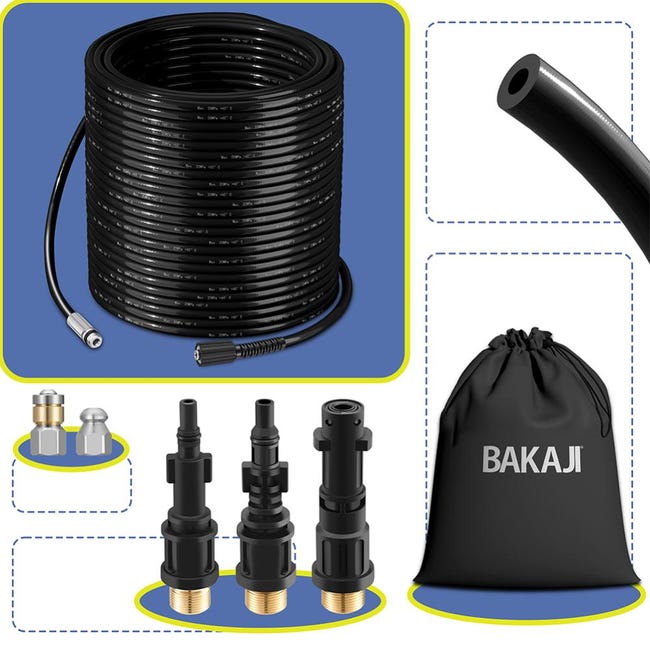 Sonda Sturatubi Per Idropulitrice 30m 200 Bar - Doppio Ugello Fisso E Rotante | Compatibile Karcher, Bosch, Parkside - Foto 2