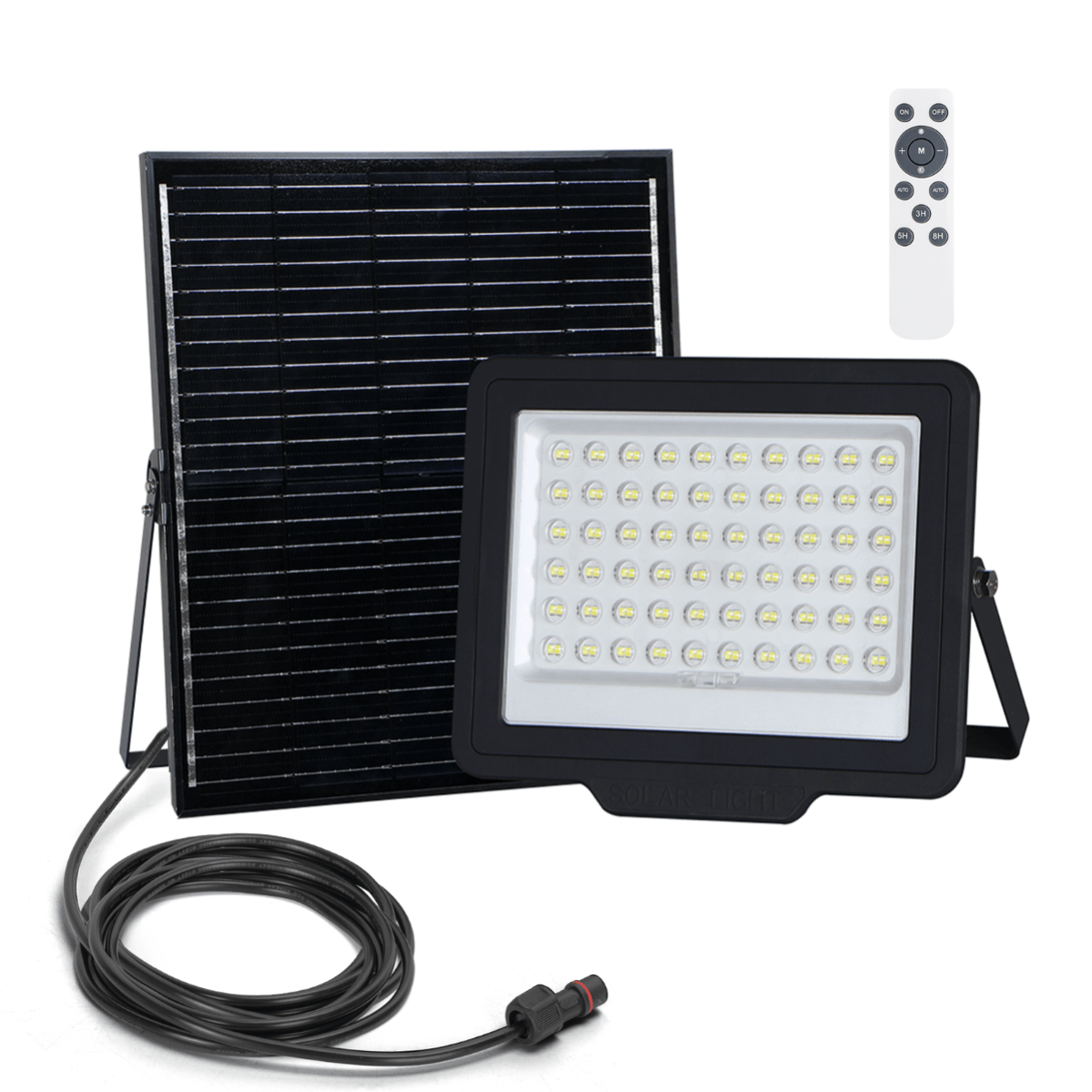 Faretto LED 80W Con Pannello Solare E Torcia - Faro Ricaricabile Da Lavoro Con 3 Modalità E Porta USB