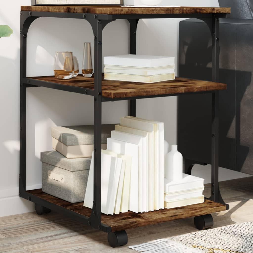 VidaXL Support Imprimante 2 Niveaux Sonoma Gris – Étagère Bureau Stable Et Multifonction