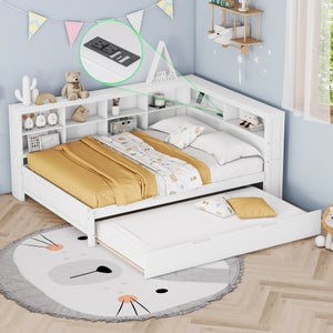 Lit Mezzanine Enfant 1 Place 90x200 Cm Avec Bureau Et Bande LED - Structure En Fer Et MDF - Escalier Et Garde-corps Inclus - Sans Matelas
