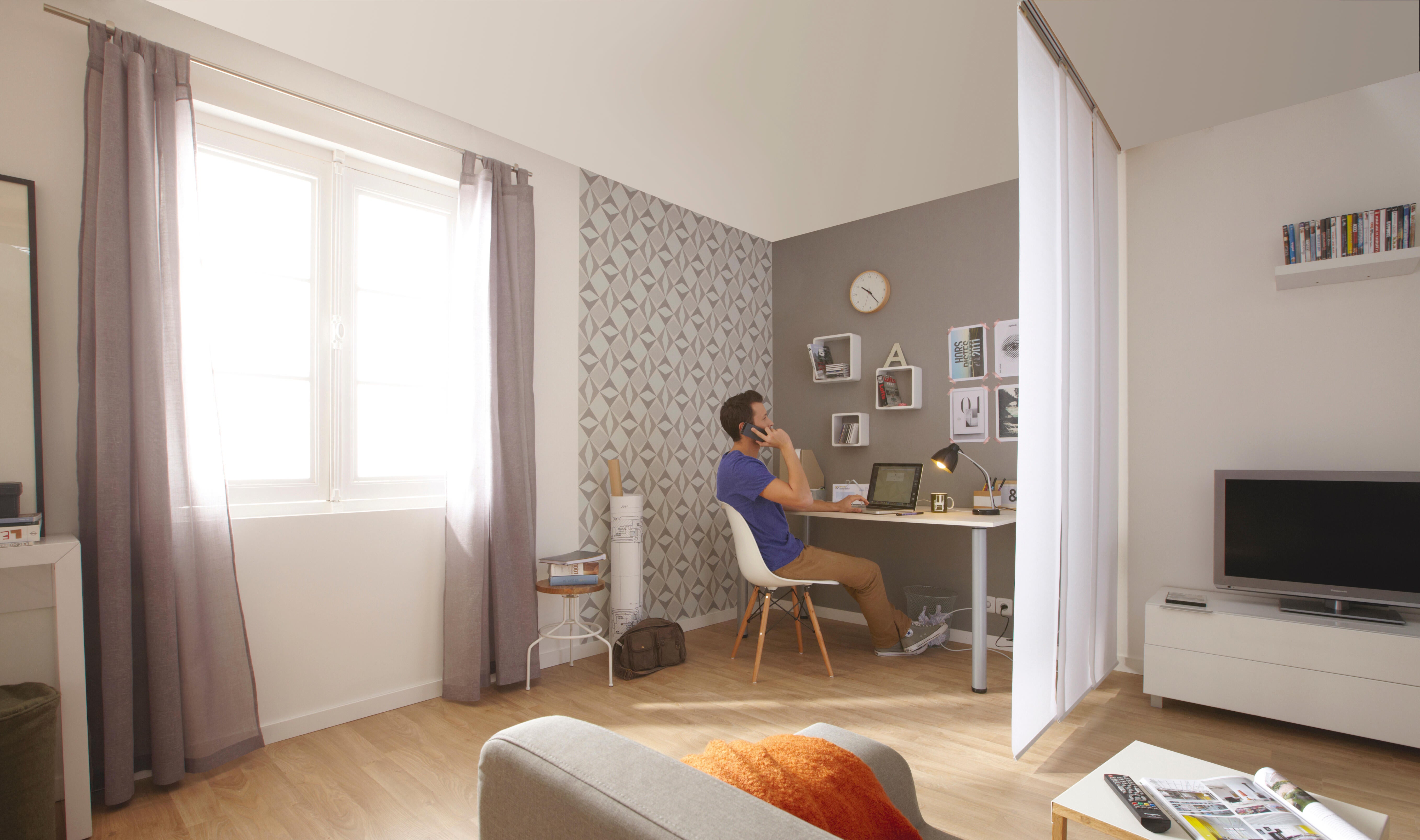 Papier peint intissé Lisse mat INSPIRE gris moon 3 - 3