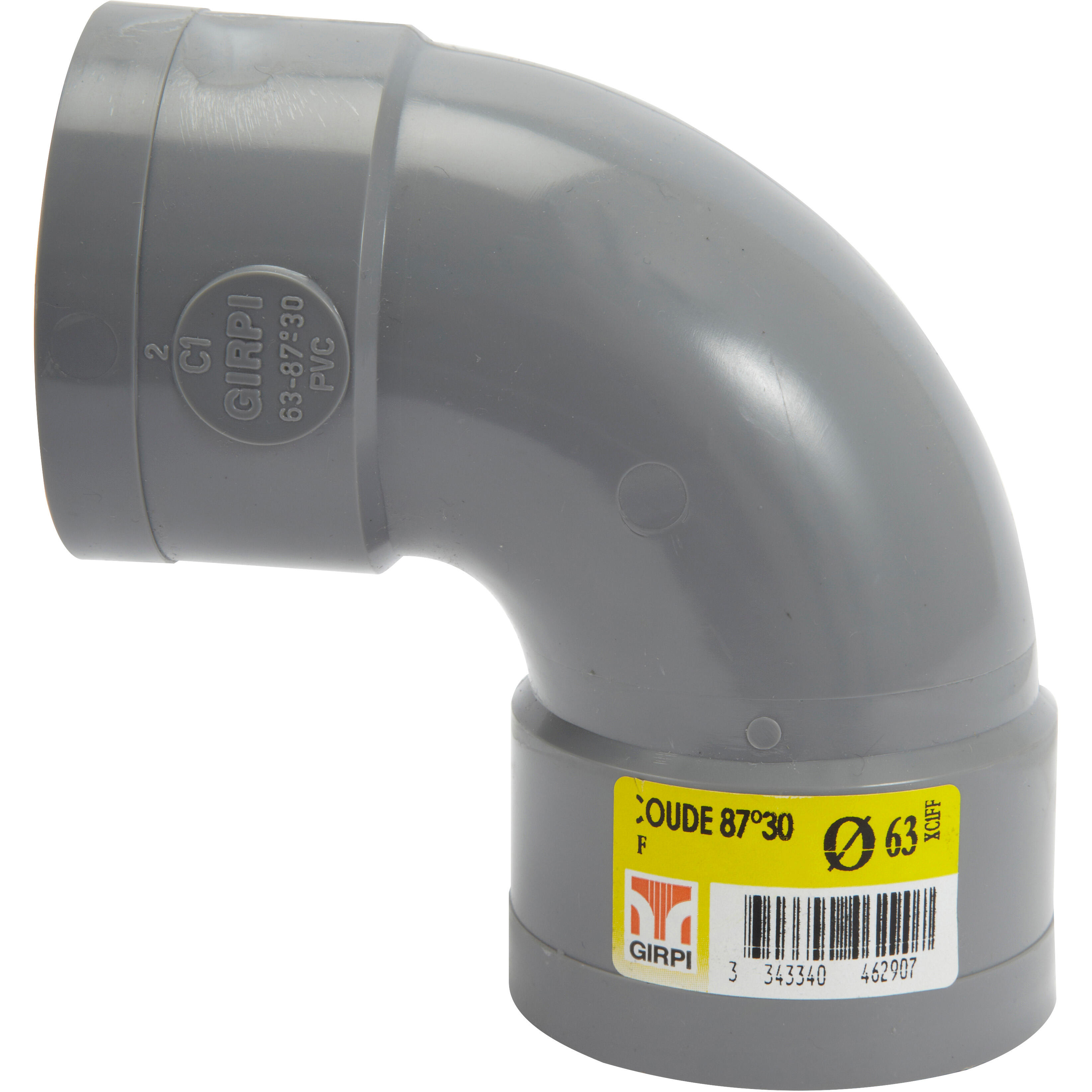 Coude 87.3° en pvc à coller, femelle / femelle, D63 - 2