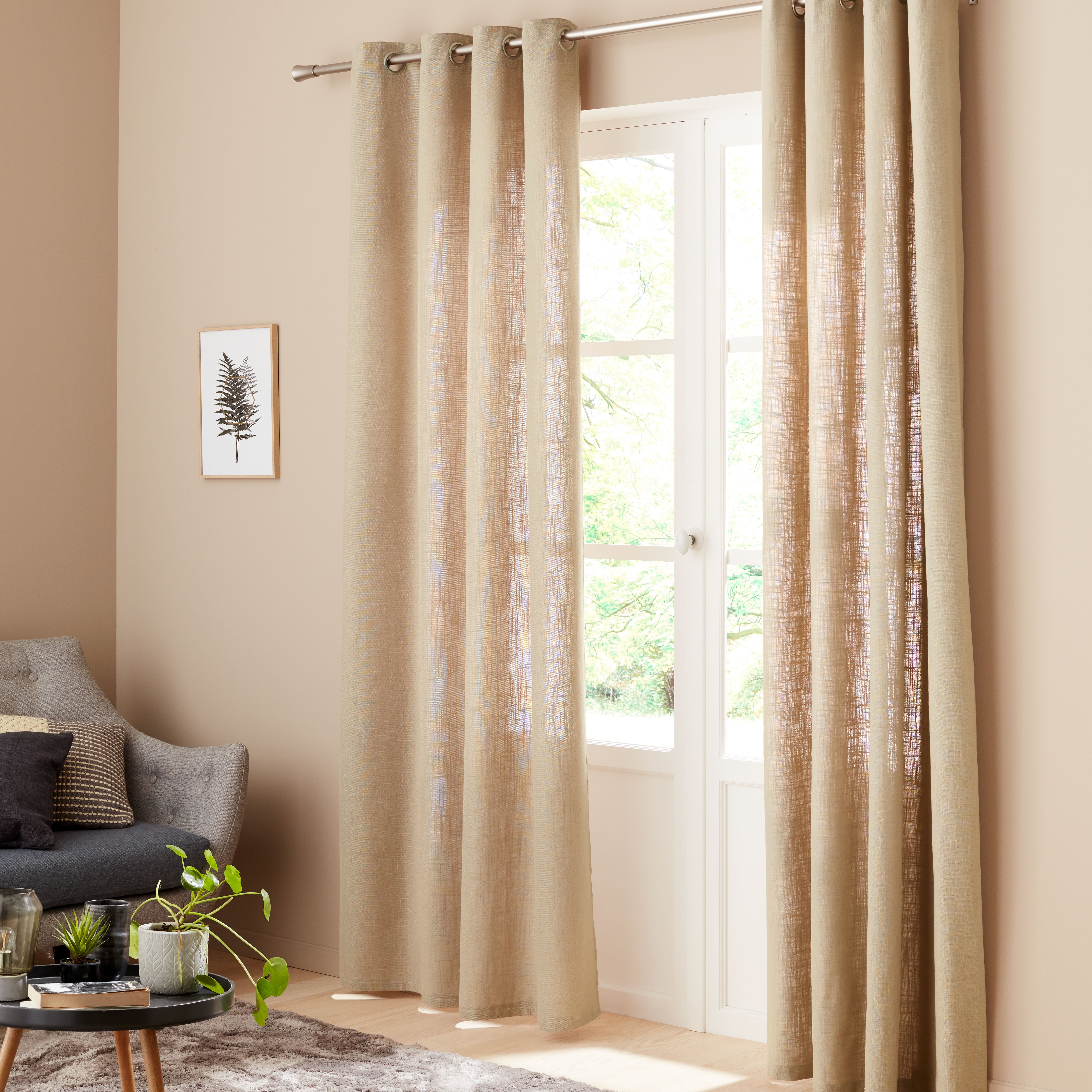 Rideau tamisant, Joey coton, beige H.250 x l.140 cm - 2
