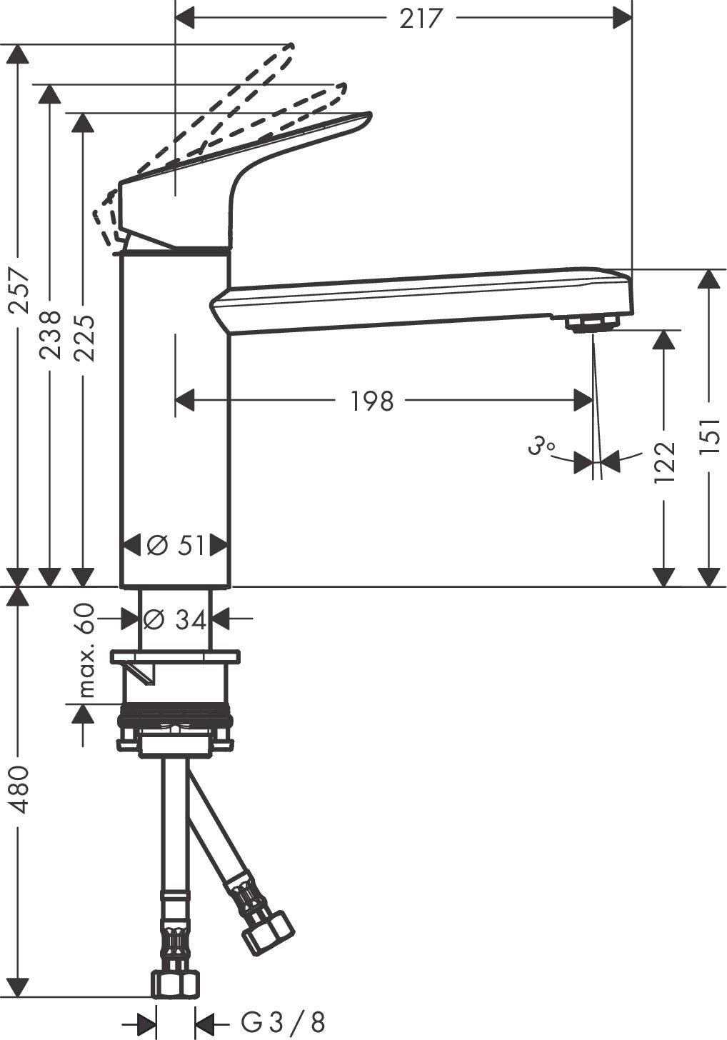 Rubinetto da cucina fisso Focus M43 argento cromato lucido HANSGROHE - 4